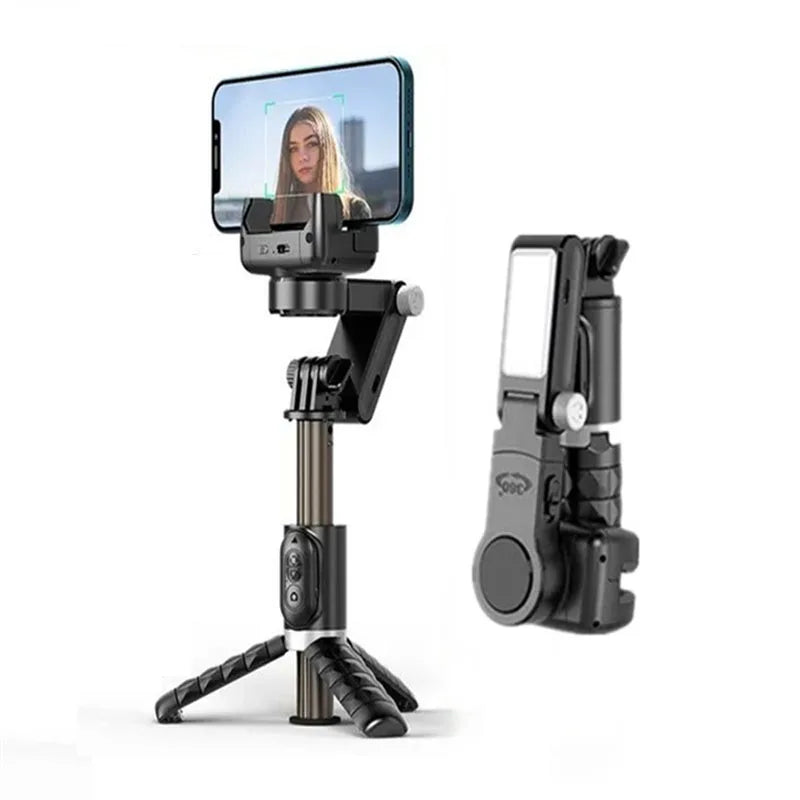 Roreta Desktop Following the shooting Mode Gimbal Stabilizer Selfie Stick Tripod with Fill Light for Cell Phone Smartphone