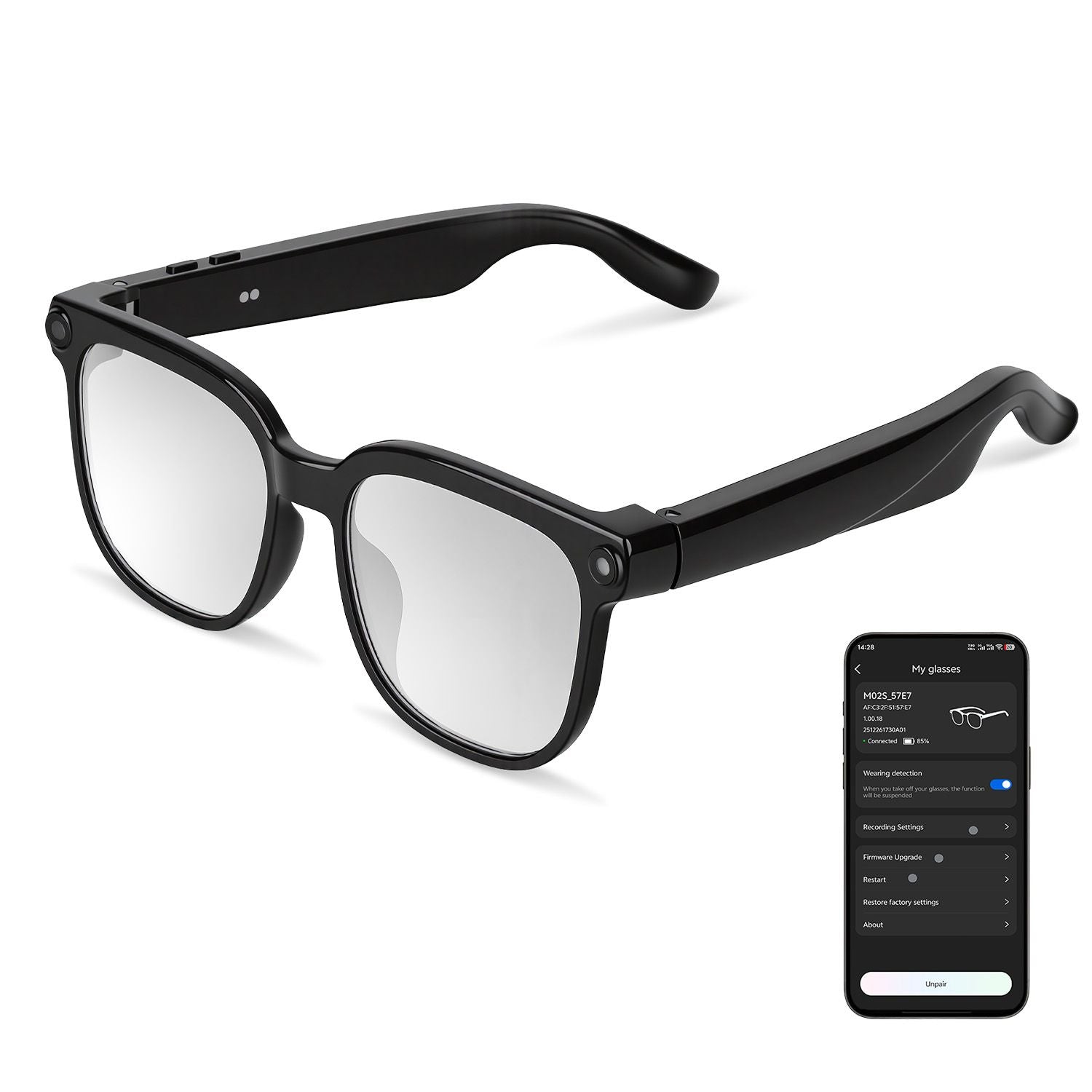 AI Smart Glasses with Camera and Audio 8MP HD1080P Real Time Translation 139 Languages Voice Assistant AI Photo Recognition Music Playback & Hands-Free Calling for Travel Meeting Vlog