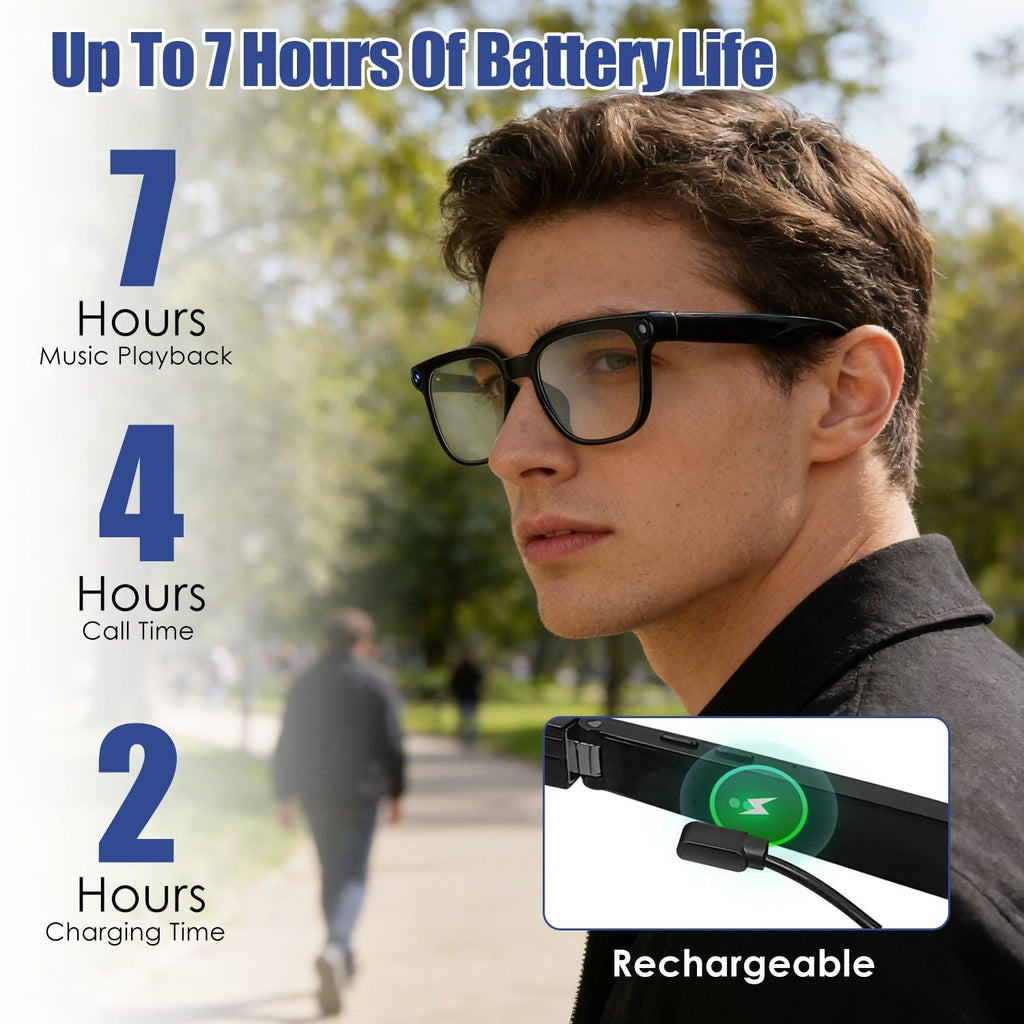 AI Smart Glasses with Camera and Audio 8MP HD1080P Real Time Translation 139 Languages Voice Assistant AI Photo Recognition Music Playback & Hands-Free Calling for Travel Meeting Vlog