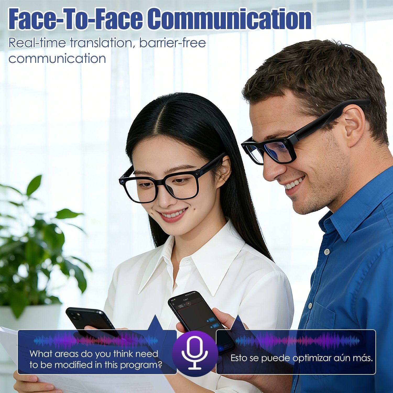AI Smart Glasses with Camera and Audio 8MP HD1080P Real Time Translation 139 Languages Voice Assistant AI Photo Recognition Music Playback & Hands-Free Calling for Travel Meeting Vlog